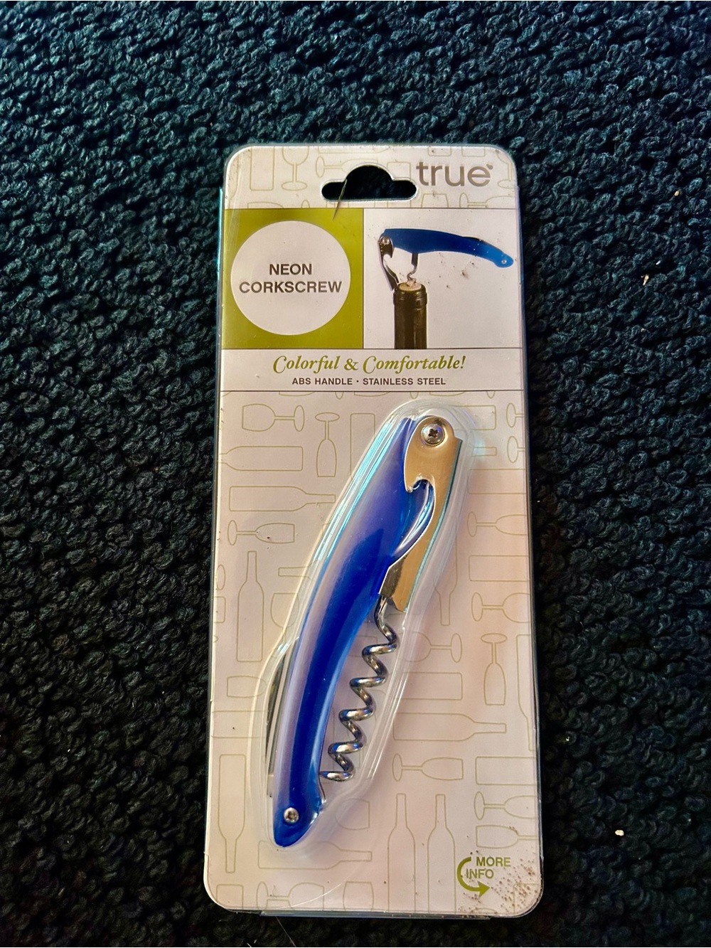 Stainless Steel Neon Blue Corkscrew / Bottle Opener
